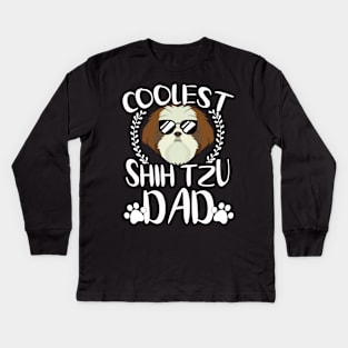 Glasses Coolest Shih Tzu Dog Dad Kids Long Sleeve T-Shirt